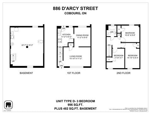 Floor plan for 3 beds, 1 bath, 1200 sqft